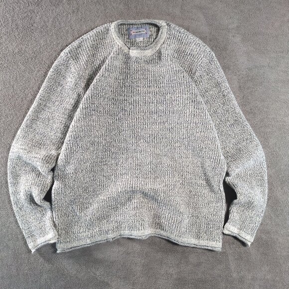 32 Bar Blues Men’s XL Gray Knit Crewneck Sweater 100% Cotton Fishermen Chunky - Picture 1 of 7